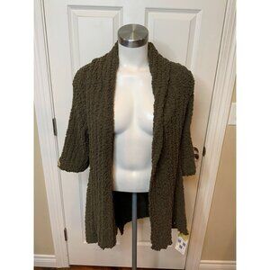 BCBG Max Azria Green Boucle Knit 3/4 Sleeve Cardigan, Size M